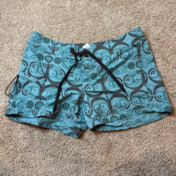 Patagonia Other - Patagonia Board Shorts Womens 10 Blue Tribal Geometric Print Swim Surf Trunks